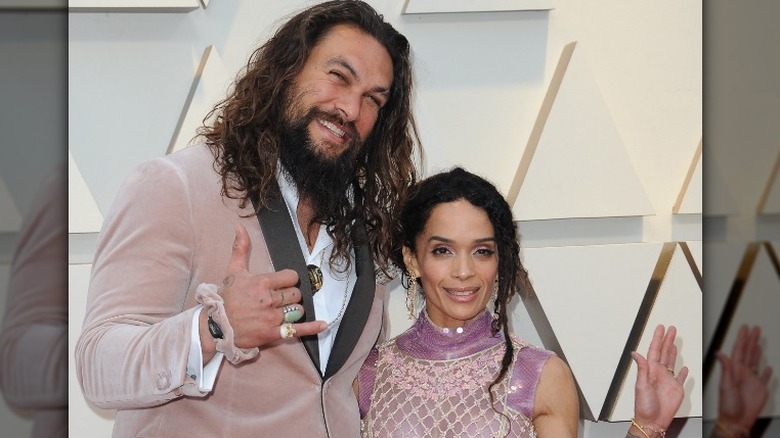 Jason Momoa and Lisa Bonet smiling