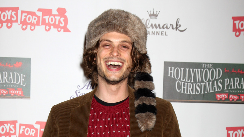 Matthew Gray Gubler in a raccoon hat