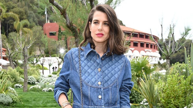 Charlotte Casiraghi posing in denim