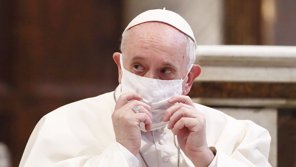 Pope Francis in a mask