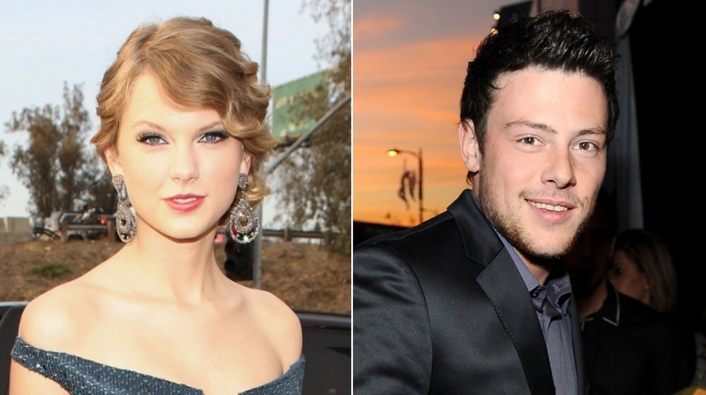 Taylor Swift and Cory Monteith, split image