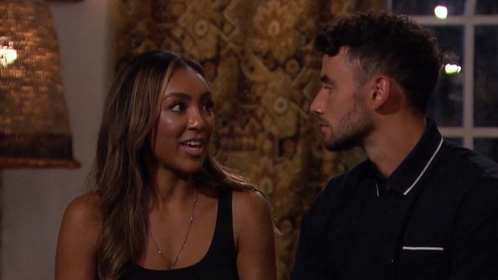 Tayshia Adams talking to Brendan Morais on The Bachelorette