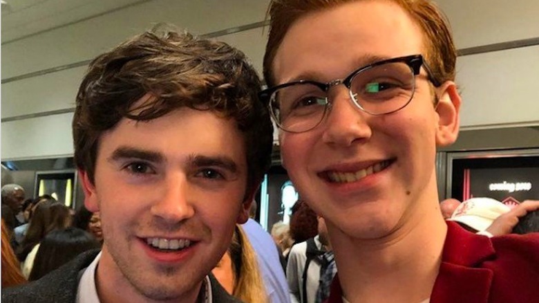 Freddie Highmore, Coby Bird smiling