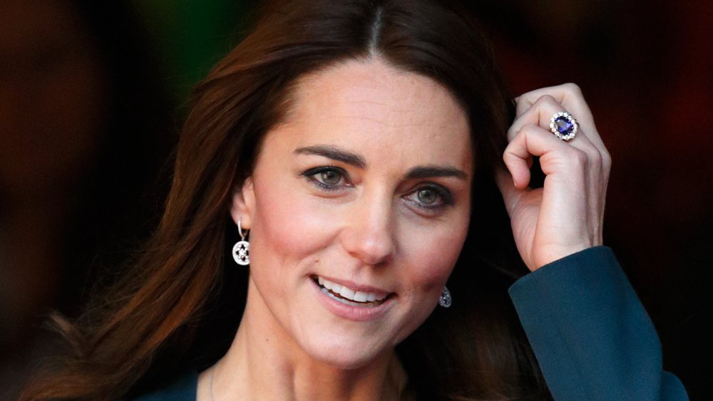 Kate Middleton wearing the royal family's jewelry