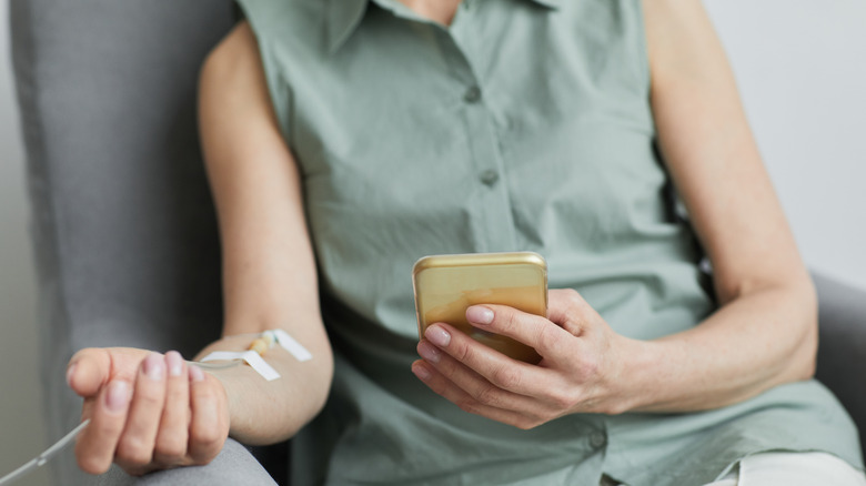 Woman receiving chemotherapy