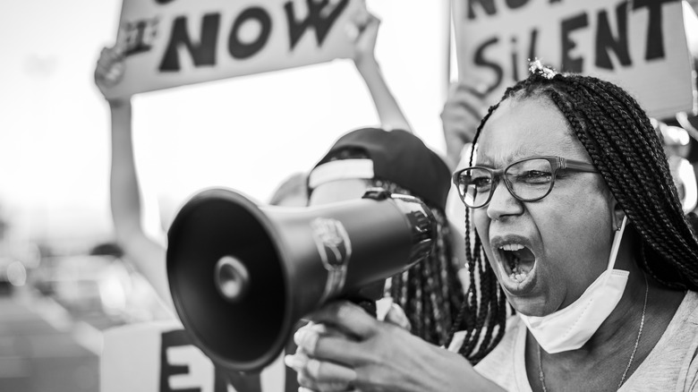 Woman protesting