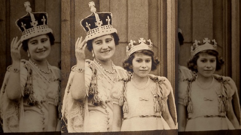 Queen Elizabeth and Princess Elizabeth on coronation day 1937