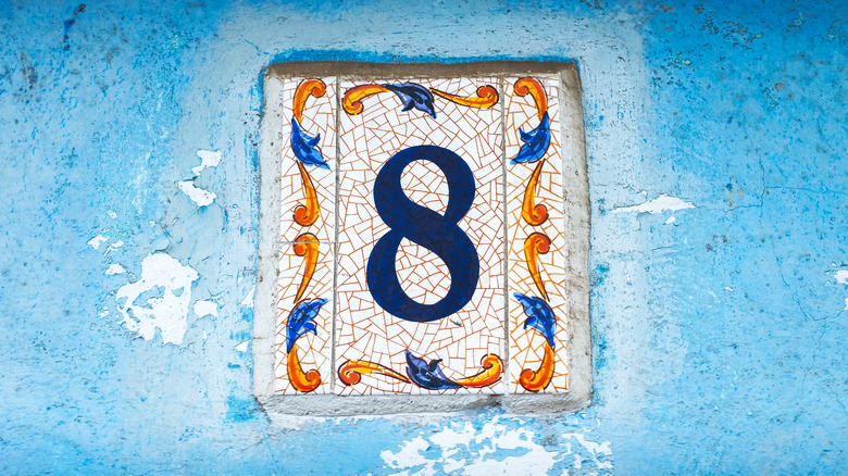 ornamental tile with number 8 on it