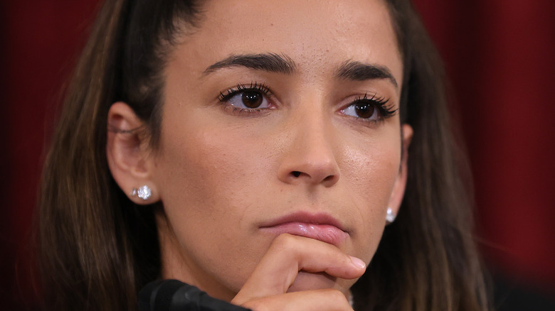 Aly Raisman looking serious