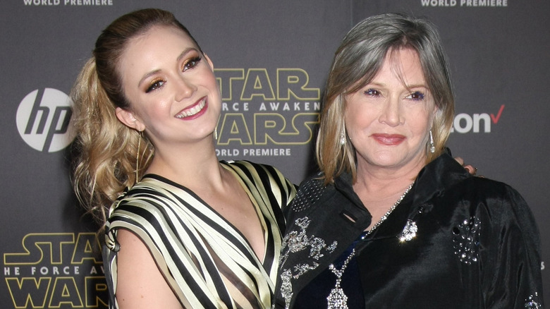 Billie Lourd on the red carpet with Carrie Fisher