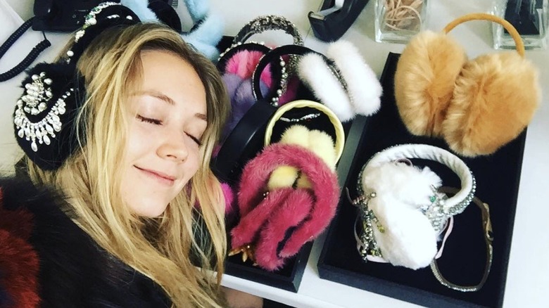 Billie Lourd with her earmuff accessories