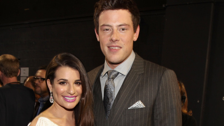 Lea Michele and Cory Monteith smiling