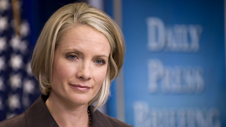 Dana Perino at a briefing 