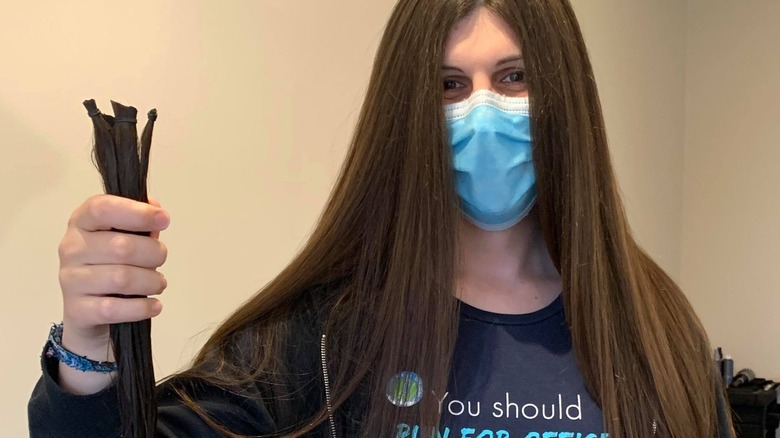 Danica Roem donating her hair