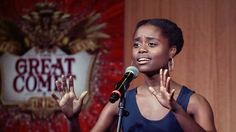 Denée Benton giving a speech