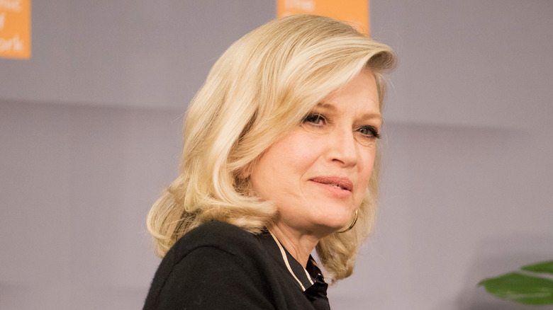 Diane Sawyer looking to her right