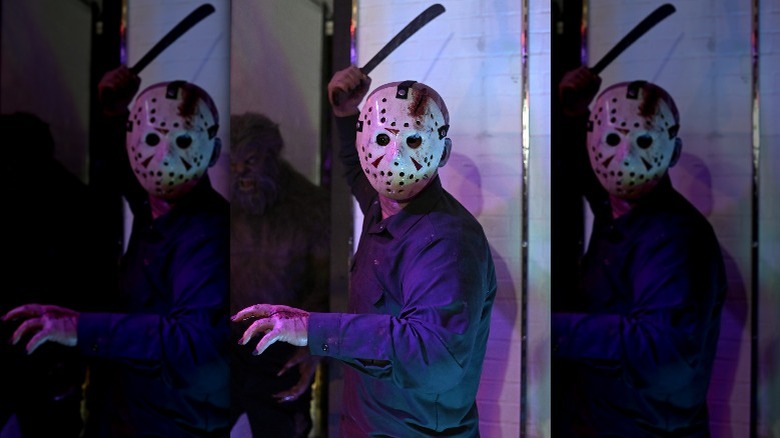 Recreation of Jason from Friday the 13th on display in Hollywood, CA