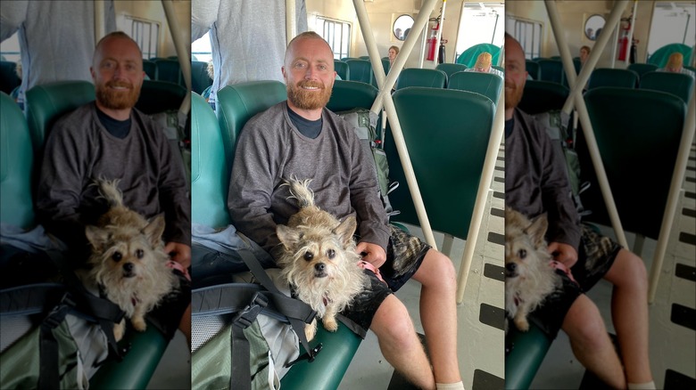 Evan Thomas and Keith Bynum with dog