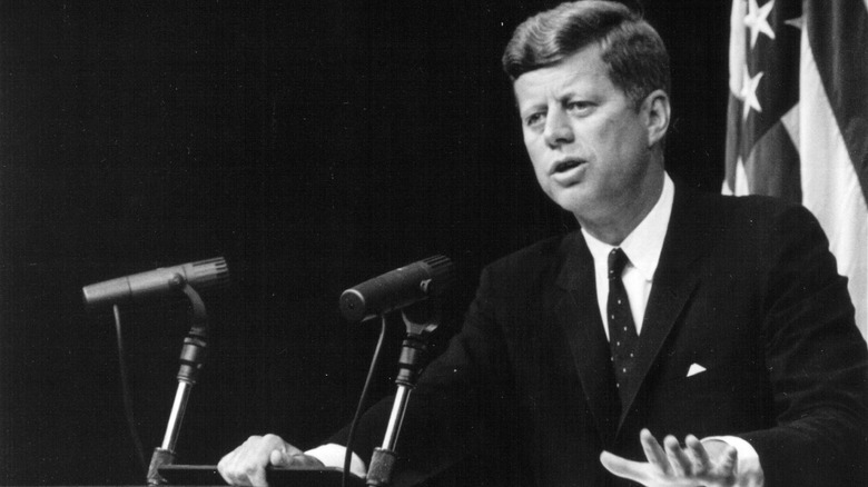 JFK addressing a crowd