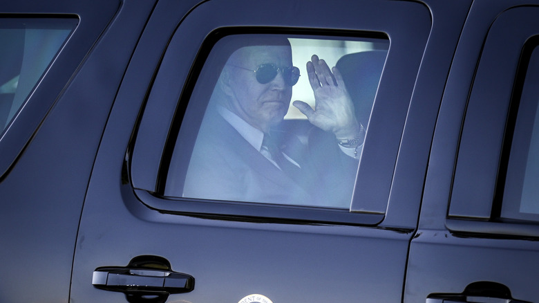 Joe Biden in a car