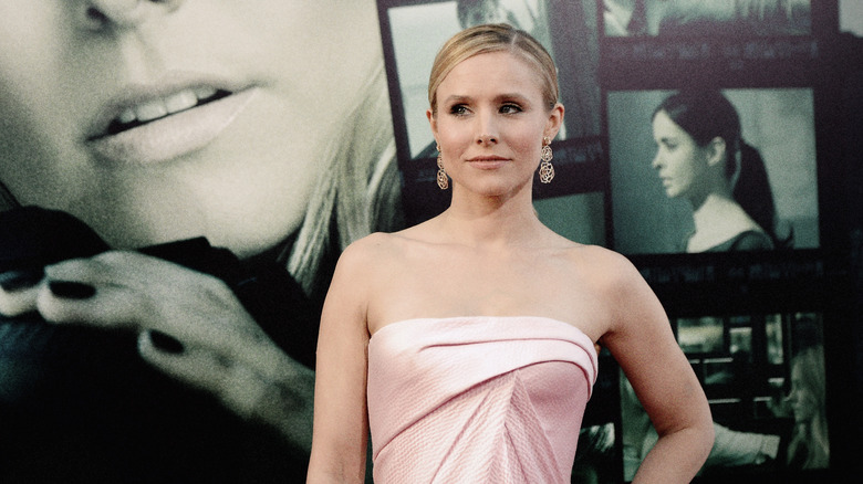 Kristen Bell wearing a pink dress