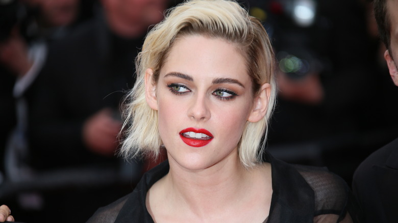 Kristen Stewart wearing red lipstick