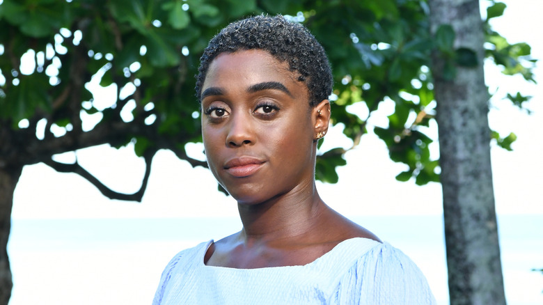 Lashana Lynch in blue