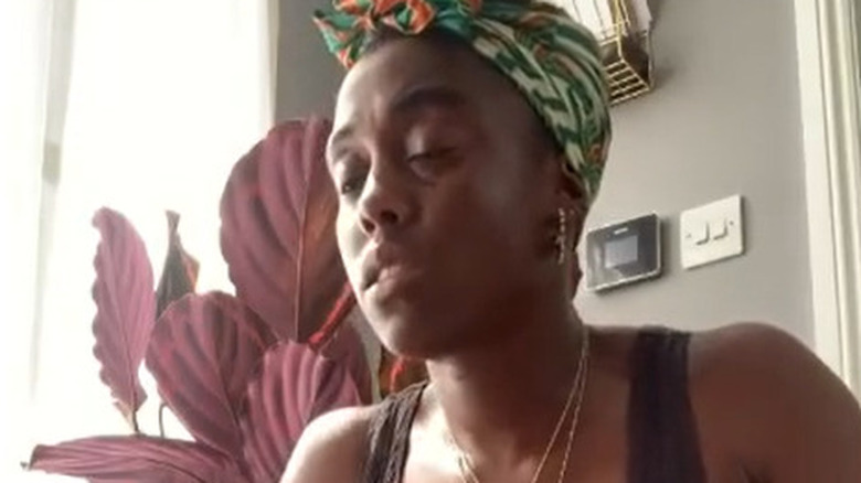 Lashana Lynch meditating