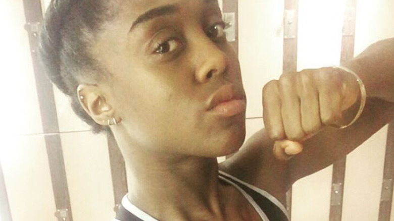 Lashana Lynch working out