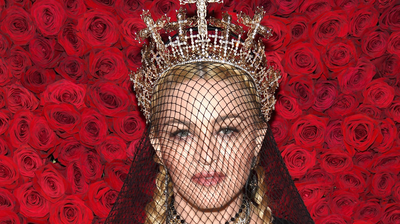 Madonna with roses and tiara