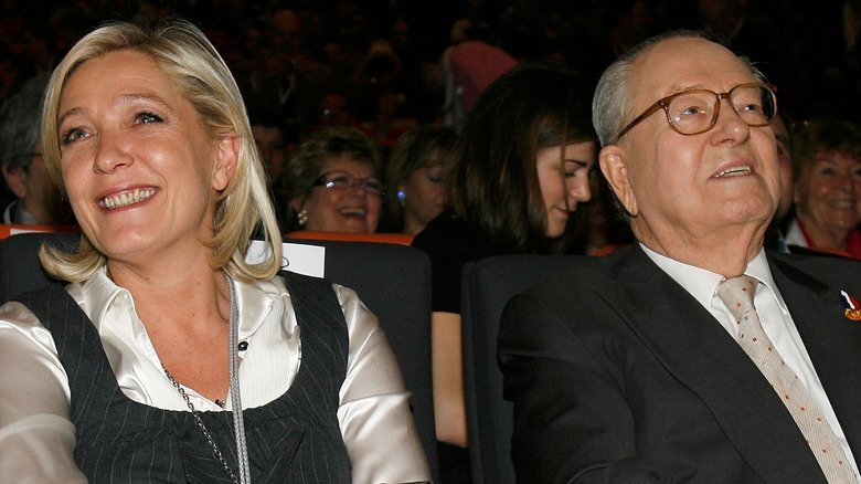Marine and Jean-Marie Le Pen smiling