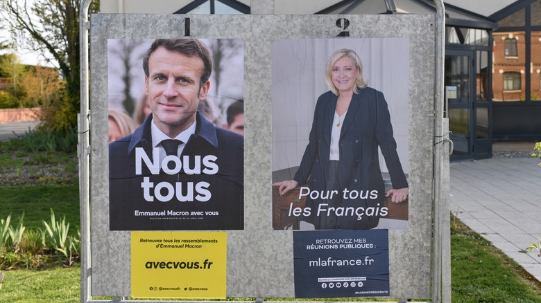 Emmanuel Macron, Marine Le Pen campaign fliers