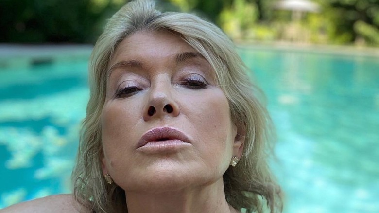 Martha Stewart in her pool