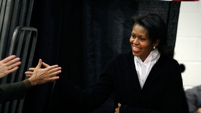 Young Michelle Obama campaigning