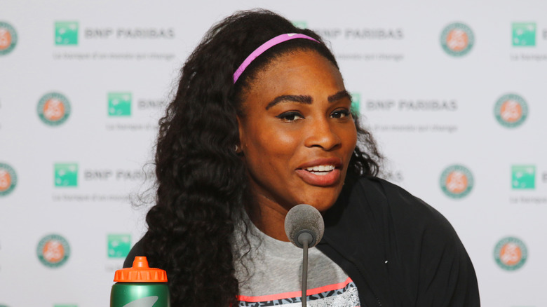 Serena Williams speaking at Roland Garros