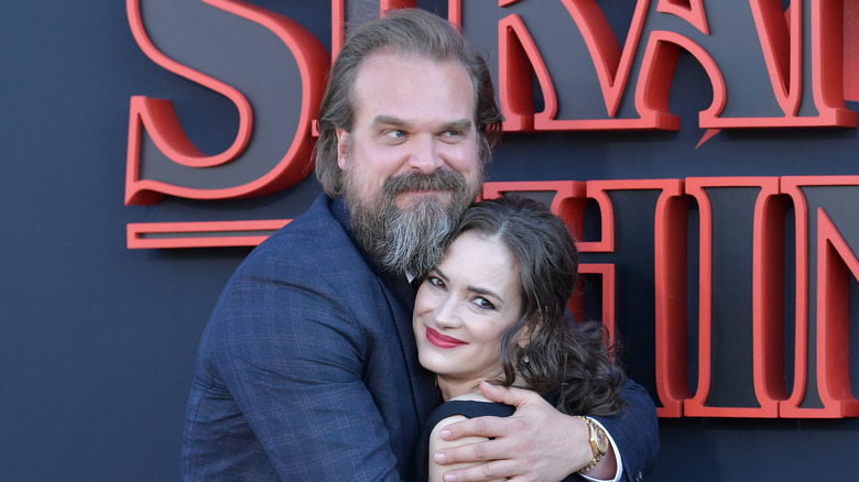 Winona Ryder and David Harbour at Stranger Things premiere