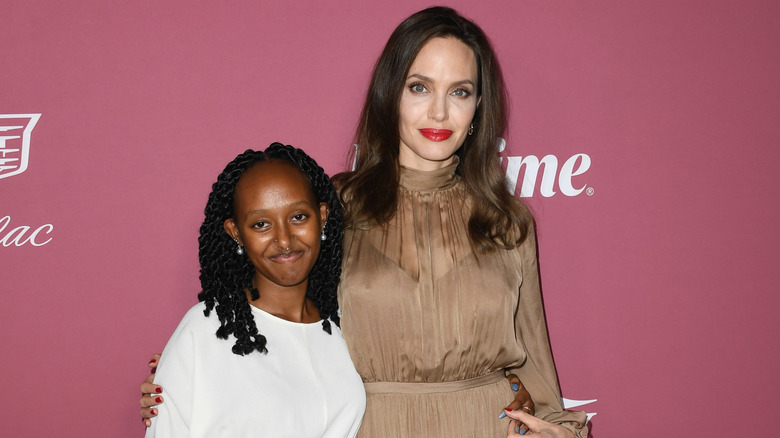 Angelina Jolie and Zahara Jolie-Pitt posing