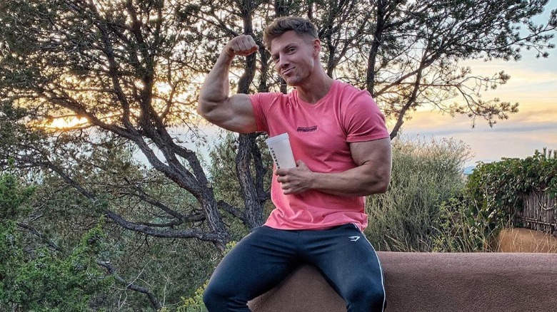 The Biggest Loser reboot trainerSteve Cook with a protein shake