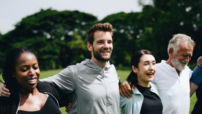 happy people in a park