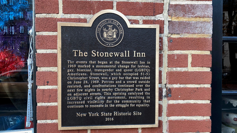 Plaque explaining the history of Stonewall 