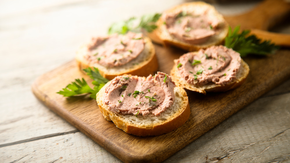Liver pate on toast with parsley 