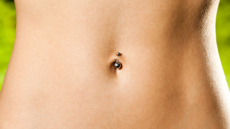 Opal belly button piercing ring blue opals 14g titanium internally thr –  Siren Body Jewelry