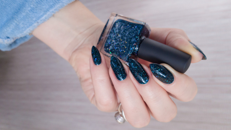 Black and blue nail polish colors