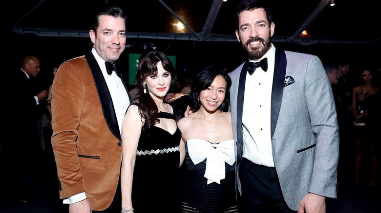 Jonathan Scott, Zooey Deschanel, Linda and Drew Scott