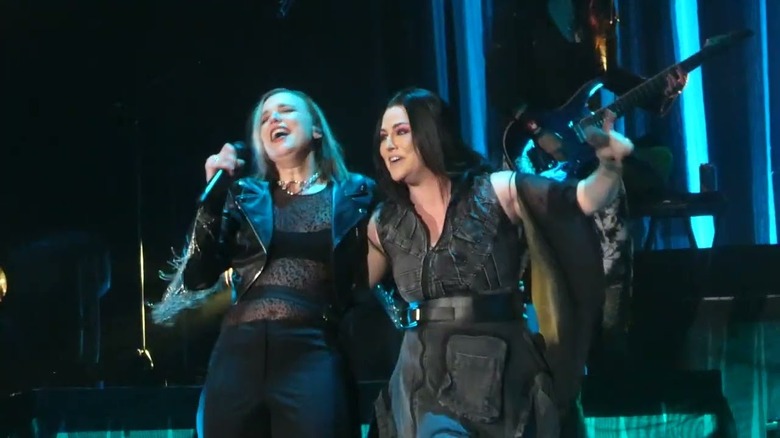 Lzzy Hale performing with Amy Lee