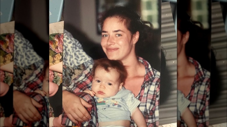 Claudia Wells with her son