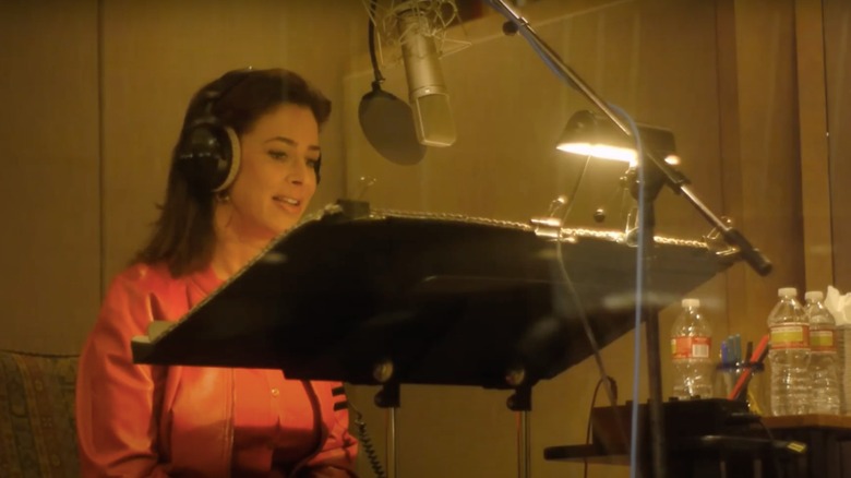 Claudia Wells recording her voice 