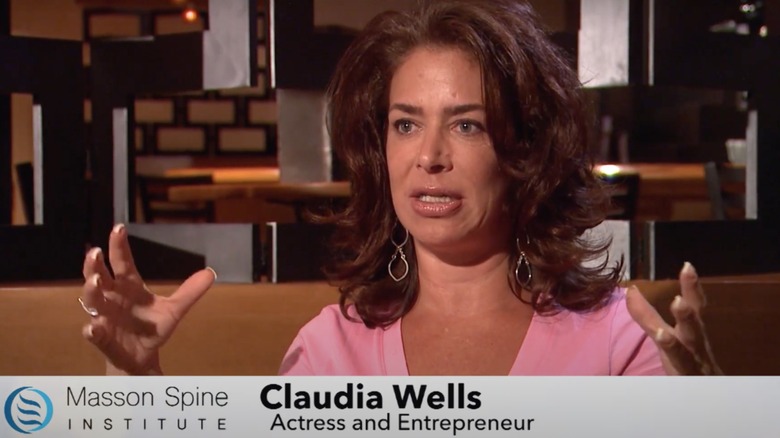 Claudia Wells being interviewed 