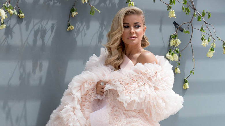 Carmen Electra posing in a pink tule gown 