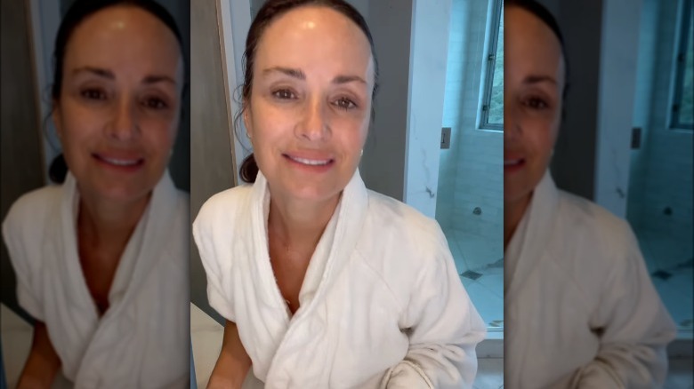 Catt Sadler in her bathroom